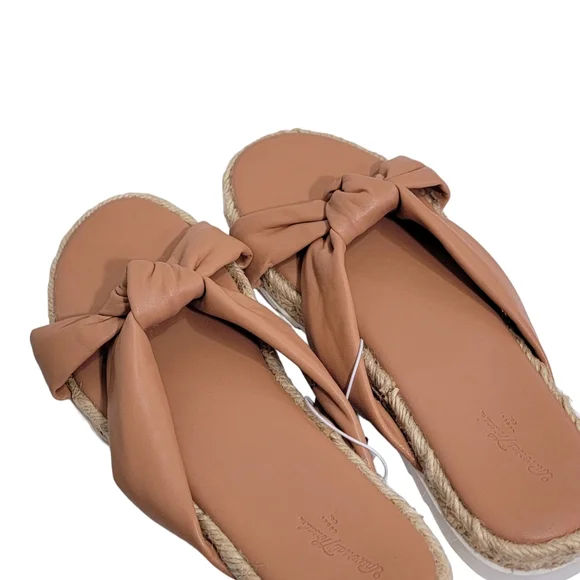 Universal Thread Warm Tan Dena Knotted Slip On Faux Leather Sandals Size 9 NWT - Picture 7 of 11